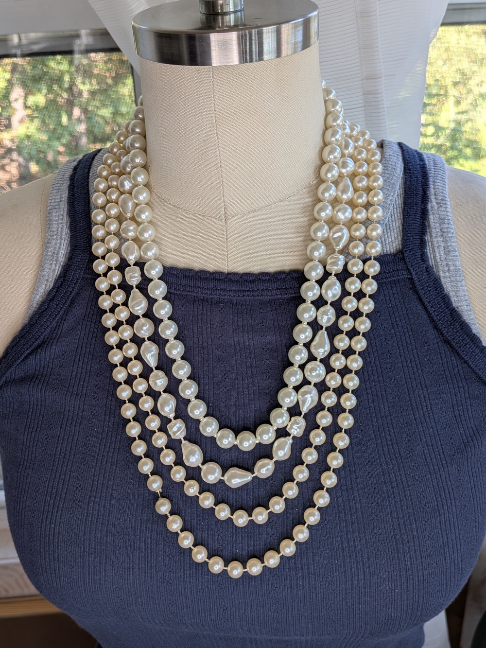 Lot of 3 Vintage Faux Pearl Necklaces Classic Round Baroque Pearl Strands